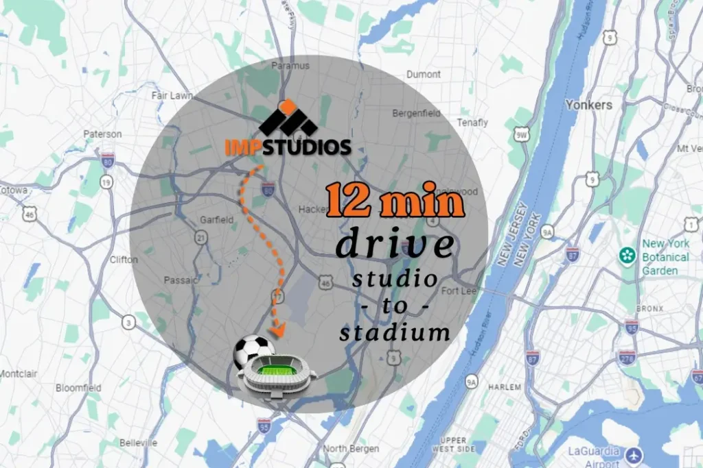 IMP Studios is located just minutes from MetLife Stadium for all your content production and broadcasting needs.